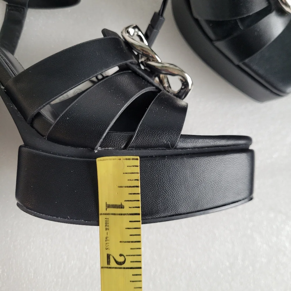 NWT Zara Chunky Black Platform Sandals with Chain Detail High Heels Size 8 - Picture 16 of 16